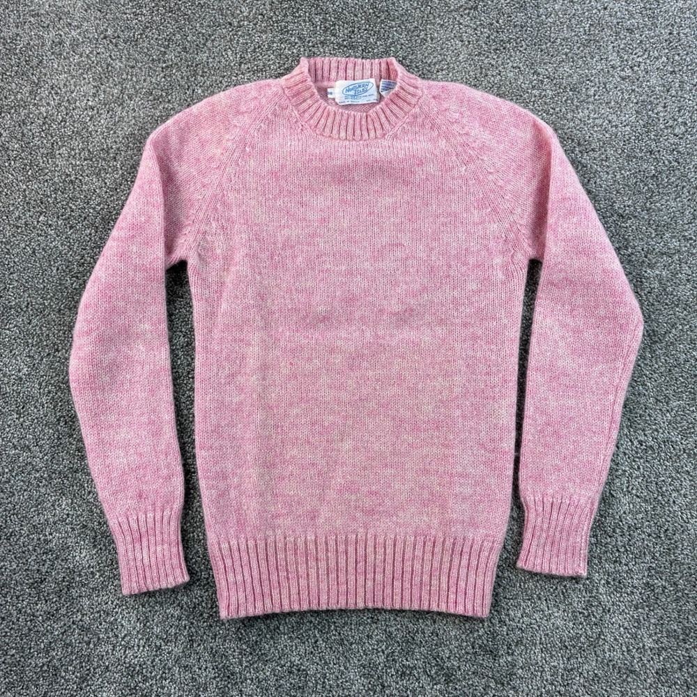 Vintage Northern Isles Sweater Women's 36 Pink Wool Blend Crewneck Raglan